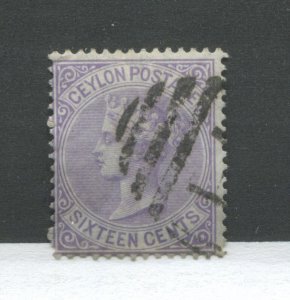 Ceylon QV 1883 16 cents used