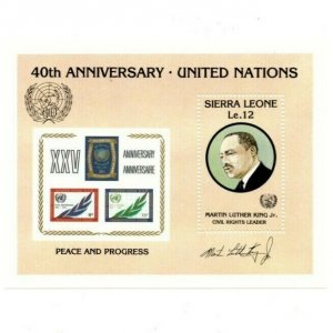 Sierra Leone 1985 - MLK Jr, United Nations, 40 Yrs - Souvenir Sheet - 744 - MNH