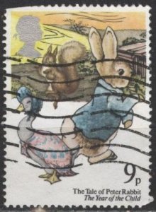 Great Britain 867 (used clipped corner UL) 9p Peter Rabbit (1979)