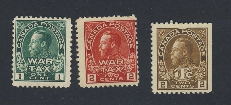 3x MNG F Canada Admiral War Tax Stamps #Mr1 -1c MR2 -2c MR 4-2c GV= $30.00