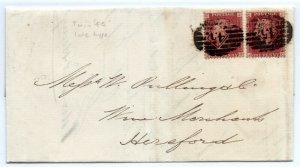 GB Cover London Twin *45* Numeral Late Type Wine Merchants 1d Red 1865 PD150
