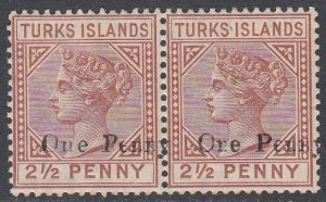 Turks Islands 55 MLH Pair CV $24.00