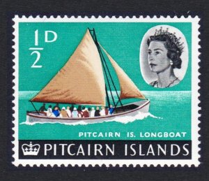 Pitcairn Longboat Ovpted Bounty ½d 1967 MNH SC#72 SG#69 MI#72