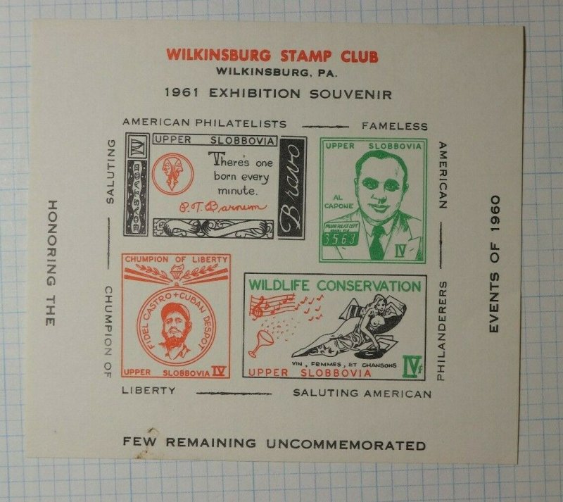 Wilkinsburg PA Stamp Club Honor Events of 1960 Philatelic Souvenir Ad Label 