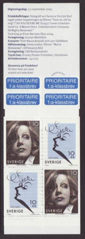 Sweden Greta Garbo 2517E Booklet MNH VF  