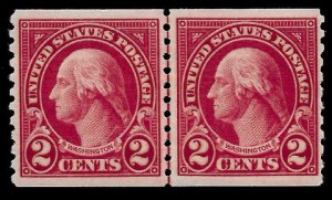 US Scott #599b MNH.Og Lake Shade Joint Line Pair F-VF Cat. $675.00