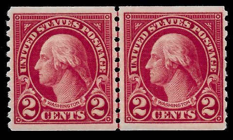 US SCOTT #599b Joint Line Pair, Mint-XF-OG-NH Cat.$675.00