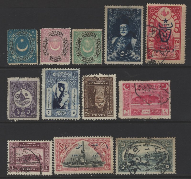 COLLECTION LOT 10182 TURKEY 12 STAMPS 1869+ CV+$22