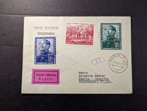 1951 Germany DDR Express Cover Berlin Local Use Mao Zadong Friendship Stamp Set