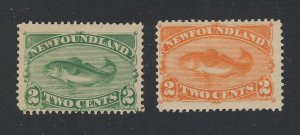 2x Newfoundland  Stamps; #47-2c Green, & #48-2c Orange F/VF  Guide Val = $90.00