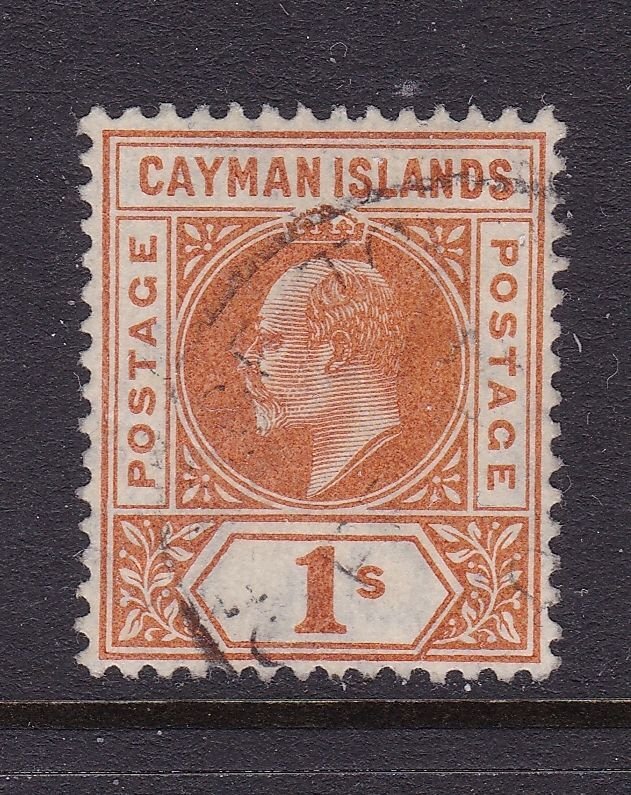 Cayman Islands Scott 12,1905 KEVII 1/ Brown Orange Wmk MC&CA. VF Used. Scott $55