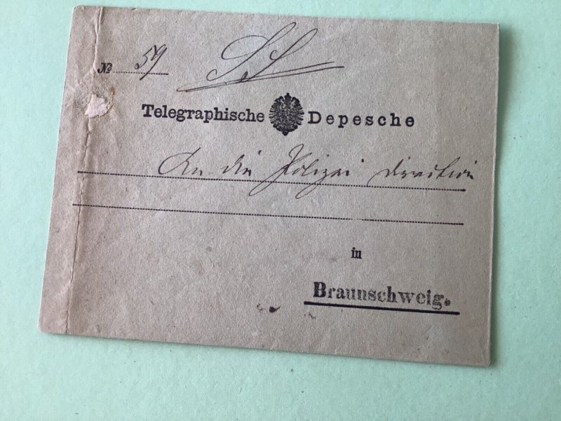 Germany Braunschweig 1875 Telegraph dispatch envelope Ref A1565
