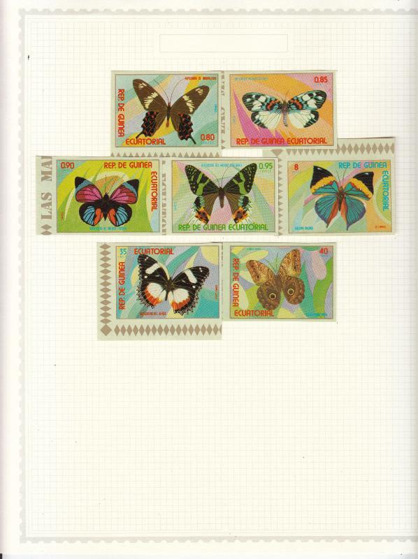 Equatorial Guinea - stamp collection on quad-ruled pages