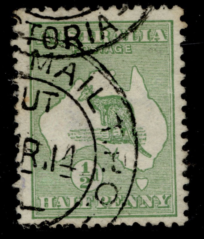 AUSTRALIA GV SG1, ½d green, FINE USED. 