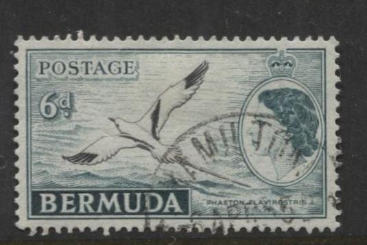 Bermuda - Scott 152 - QEII-Definative-1953 - VFU - Single 6d Stamp