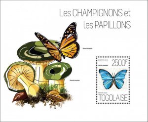 Togo - Mushrooms - Butterflies - Morpho Menelaus - Stamp S/S 20H-684