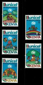 Kenya 1987 - UNICEF, 40th Anniversary, Children - Set of 5v - Scott 393-97 - MNH