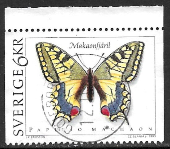 SWEDEN 1993 6kr Butterflies Issue Sc 2020 VFU