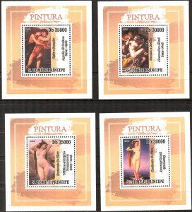 {370} Sao Tome and Principe 2009 Art Paintings 4 S/S Deluxe MNH**