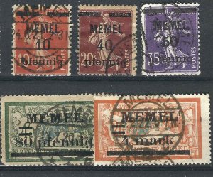 Memel 5 Different (19//31) Mi 19//31 Used F/VF 1920 SCV $17.35