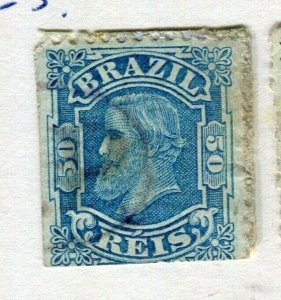 BRAZIL; 1880s early classic Dom Pedro issue used 50r. value