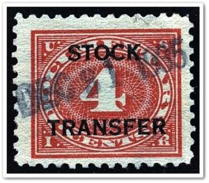 RD3 4¢ Stock Transfer Stamp (1918-22) Used