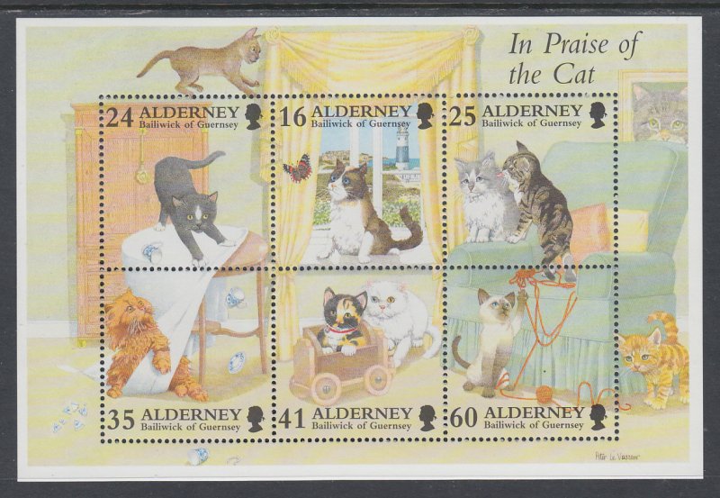 Alderney 97a Cats Souvenir Sheet MNH VF