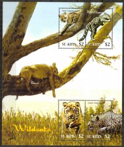 St. Kitts 2005 Wild Cats Tigers Leopards Mi.838/41 Sheet MNH