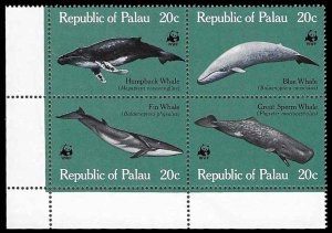 PCBstamps    Palau #24/27a Block, Whales, MNH, (2)