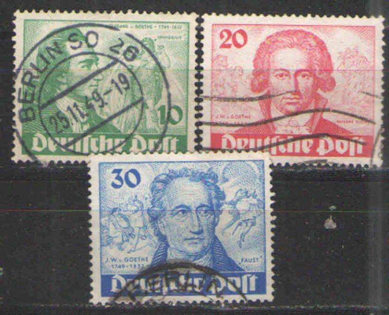 Germany - Deutsche Post 1949 Sc# 9N61-9N63 Used VG - Goethe Bicentenary issues