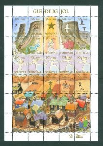 Faroe Islands. 1995 Christmas Seal Full Sheet Mnh. 4 Side Perf.Town ,Horse, Dog.