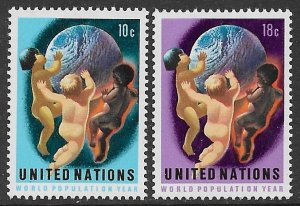 UNITED NATIONS NEW YORK 1974 World Population Year Set Sc 252-253 MNH