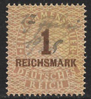 GERMANY 1925-27 1Rmk Income Tax Revenue Erler No. H59 VFU