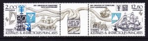 FSAT / TAAF C90a MNH (C89-90) Sailing Ships Ropes Flora & Fauna Strip w/Label