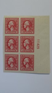 Scott 534 2c Red George Washington Plate Block 6 #11425 MNH XF-Superb
