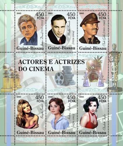 GUINEA BISSAU 2005 SHEET ACTORS CINEMA JAMES DEAN BRANDO GABLE BARDOT TAYLOR