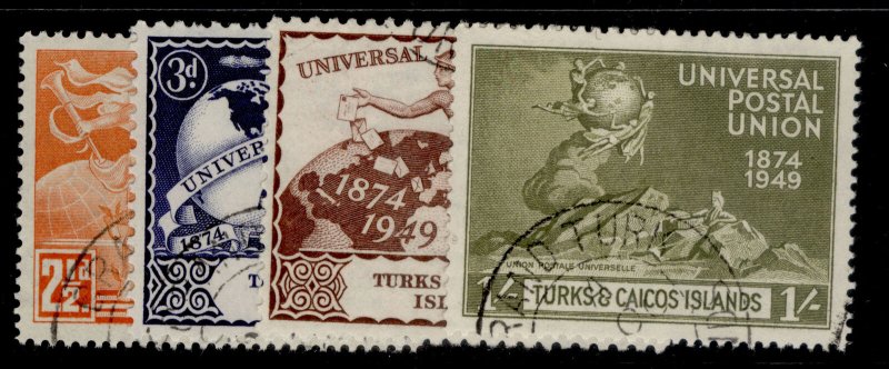 TURKS & CAICOS ISLANDS GVI SG217-220, anniversary of UPU set, FINE USED.