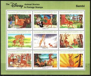 Grenada. 1988. Small sheet 991-99. Disney, cartoons. MNH.