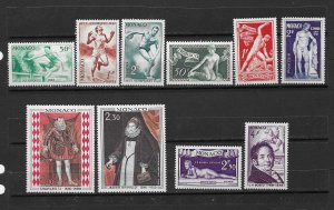 Monaco Collection of 10 Different Pre 1968 Mint Never Hinged Stamps
