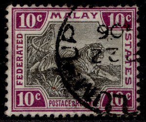 MALAYSIA - Federated Malay EDVII SG43b, 10c black & claret, FINE USED.