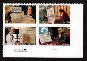 U.S. # 4021-4024 Mint Plate Block!