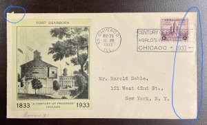 729 Unknown Cachet 1933 Century of Progress, Chicago FDC   P-35