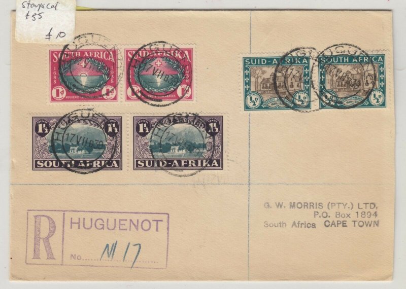 South Africa 1939 Huguenot Multistamp Cover To Cape Town Postal History J6069