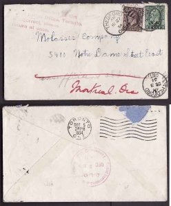 Canada-cover  #9506 - 1c+2c KGV medallions-Lambton Cnty-Thetford,Ont-Nov 27 1934