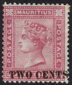 MAURITIUS 1891 QV TWO CENTS ON 17C