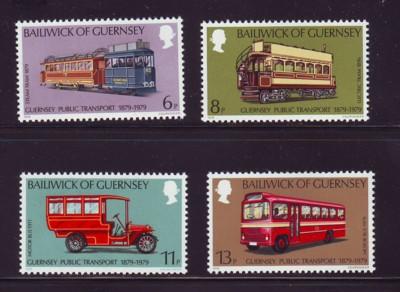 Guernsey Sc 191-4 1979 Trams Buses train stamps mint NH