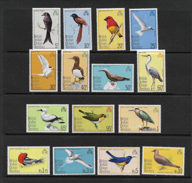 BIRDS - BRITISH INDIAN OCEAN TERRITORY #63-77   MNH