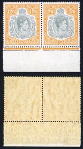 Bermuda SG120b 1940 12/6d grey and pale orange Perf 14 U/M Marginal Pair Cat 220