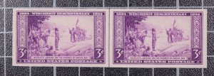 Scott 755 - 3 Cents Wisconsin - NGAI  - Horizontal Line Pair - SCV - $1.50