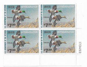 US RW 47 1980  $ 7.50 Federal duck Plate block   VFNH